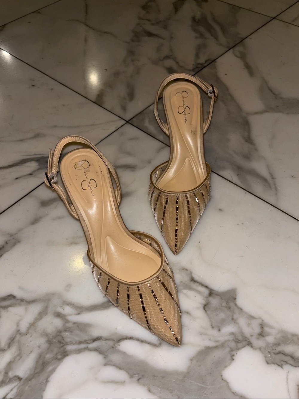 Jessica Simpson Beige Heels Pointed Toe